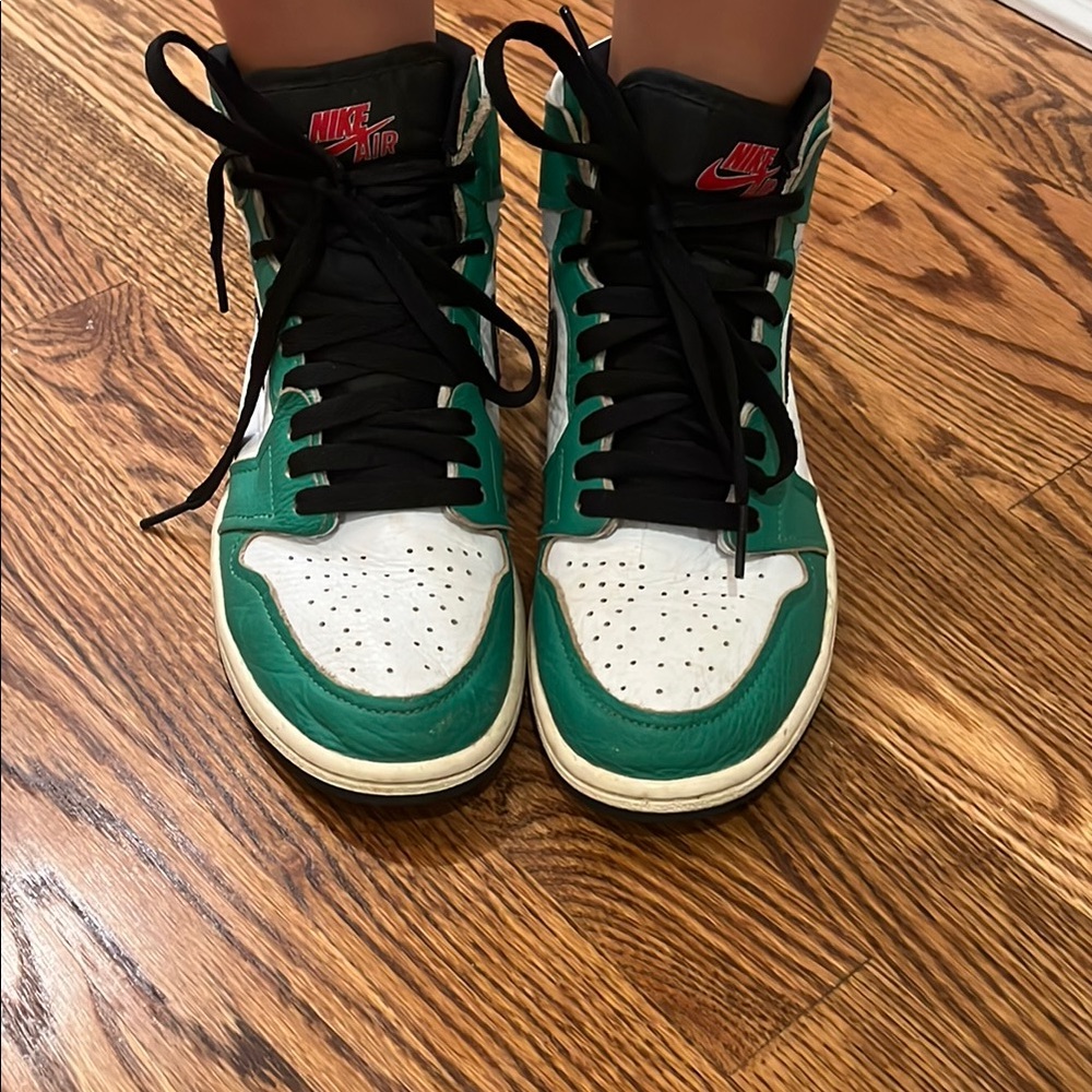 Nike Air High-Top Sneakers in Green, White, Gold and Black